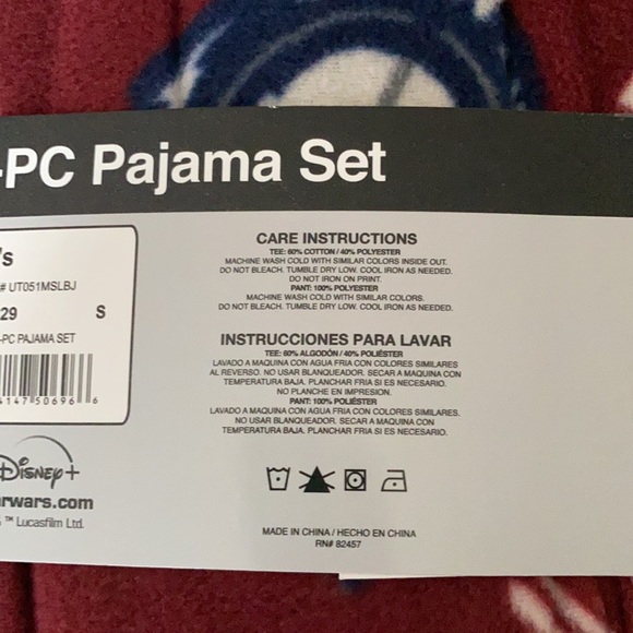 Star Wars Mandalorian 2 piece short sleeve pajama set Size Small NWT - Picture 5 of 7